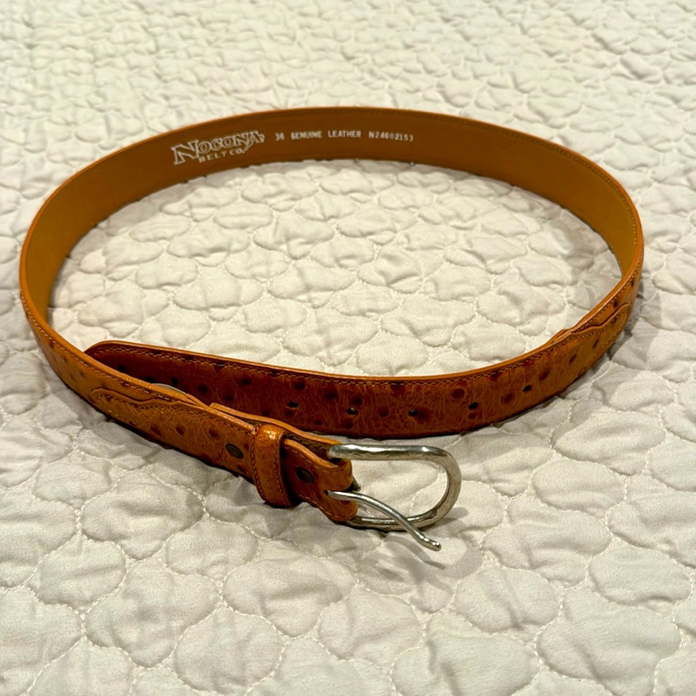 Nocona ostrich tan belt 36